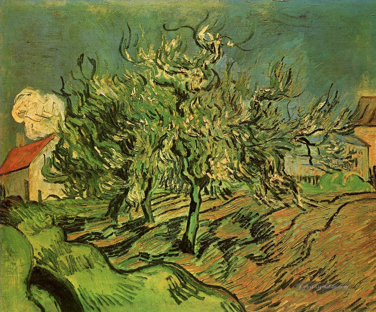 Landschaft mit drei Bäumen und ein Haus Vincent van Gogh Ölgemälde